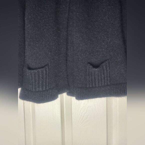 Silvia Novelli L Black WOOLALPACABlend 3/4SlvKnit Pockets Buttons WomenCardigan - Picture 3 of 10